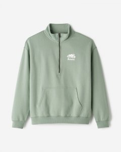 Roots Organic Cooper Relaxed Half Zip Stein - EUCALYPTUS