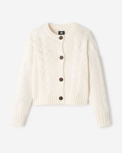 Roots Rosetown Chunky Cable Cardigan - EGRET