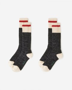 Roots Adult Cotton Cabin Sock 2 Pack - BLACK MIX