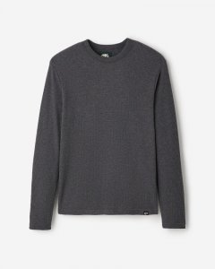 Roots Waffle Long Sleeve Crew - CHARCOAL MIX