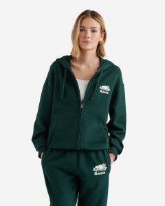 Roots Organic Original Relaxed Full Zip Hoodie - VARSITY GREEN