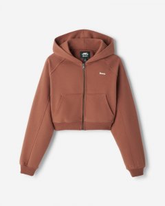 Roots Summer Cloud Cropped Full Zip Hoodie - GINGERBREAD