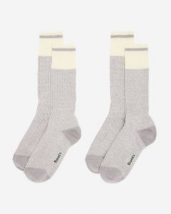 Roots Adult Roots Warm Cabin Pop Sock 2 Pack - FLAXSEED MIX
