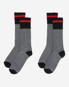 Roots Adult Cotton Cabin Pop Sock 2 Pack - MEDIUM GREY MIX