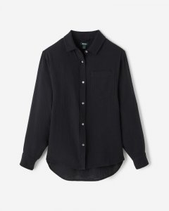 Roots Isla Cotton Gauze Shirt - BLACK