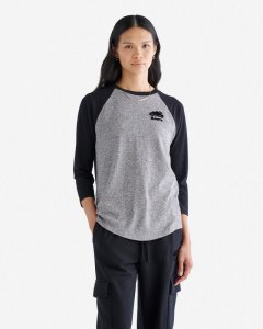 Roots Womens Organic Cooper Baseball T-shirt - SALT & PEPPER