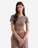 Roots Renew Knit Crop T-Shirt - CINDER BROWN