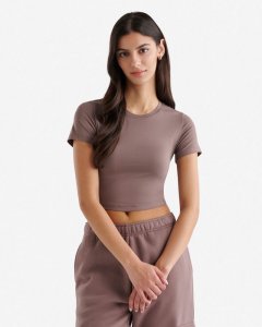 Roots Renew Knit Crop T-Shirt - CINDER BROWN