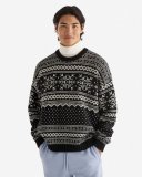 Roots Falling Snow Fair Isle Crew - BLACK & WHITE Roots Falling Snow Fair Isle Crew - BLACK & WHITE