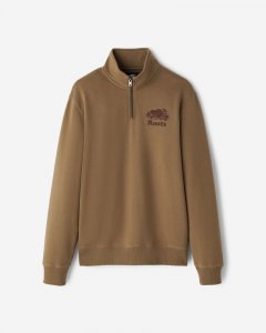 Roots Organic Original Half Zip Stein - BRITISH KHAKI