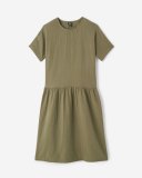 Roots Isla Gauze Drop Waist Dress - DEEP LICHEN GREEN