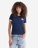 Roots Womens Cooper Ringer T-Shirt - TRUE NAVY