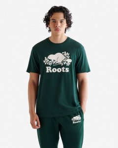Roots Mens Organic Cooper Beaver T-shirt - VARSITY GREEN