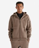 Roots Recover Interlock Full Zip Hoodie - UMBER BROWN MIX