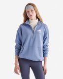 Roots Organic Cooper Relaxed Half Zip Stein - SATIN BLUE