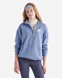 Roots Organic Cooper Relaxed Half Zip Stein - SATIN BLUE