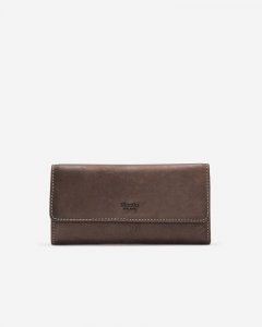 Roots Medium Trifold Clutch Tribe - CHOCOLATE