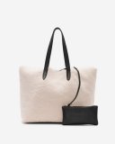 Roots Shearling Carryall Tote - NATURAL/BLACK