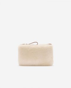 Roots Shearling Medium Zip Pouch - NATURAL/TAN