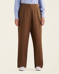 Roots Dauphin Pleated Pant - DARK EARTH BROWN