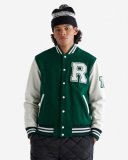 Roots Mens Vintage Varsity Jacket - PARK GREEN/WHITE