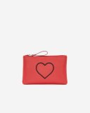 Roots Heart Medium Zip Pouch Cervino - RACING RED/BLACK