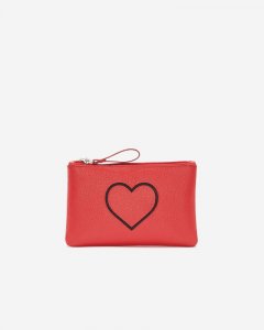 Roots Heart Medium Zip Pouch Cervino - RACING RED/BLACK