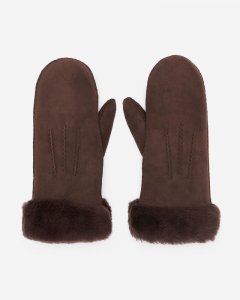 Roots Womens Shearling Mitten - CHOCOLATE
