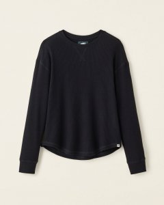 Roots Waffle Long Sleeve Top - BLACK