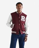 Roots Mens Vintage Varsity Jacket - MAROON/WHITE
