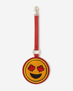 Roots Maple Leaf Smiley Charm - CANADIAN RED