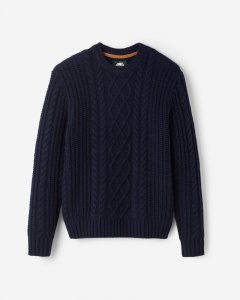 Roots Lodge Cabled Crew Sweater - TRUE NAVY