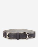 Roots Large Leather Dog Collar - JET BLACK