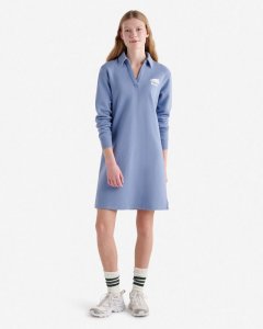 Roots Organic Cooper Long Sleeve Polo Dress - SATIN BLUE