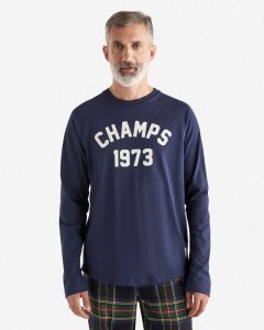 Roots Mens 1973 Champs Raglan Long Sleeve T-Shirt - NAVY BLAZER