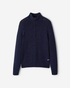Roots Robson Relaxed Half Zip Stein Sweater - NAVY BLAZER MIX