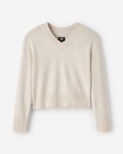 Roots Bowen High V-Neck Sweater - OATMEAL MIX