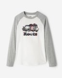 Roots Womens Inglenook Plaid Long Sleeve T-shirt - CREAM STEWART PLAID