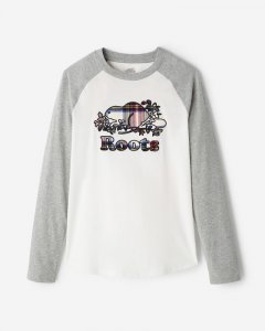 Roots Womens Inglenook Plaid Long Sleeve T-shirt - CREAM STEWART PLAID