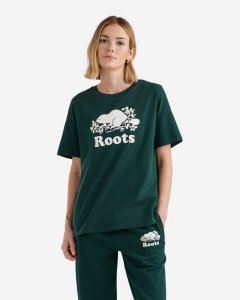 Roots Womens Organic Relaxed Cooper T-shirt - VARSITY GREEN