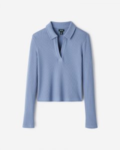 Roots Baby Waffle Polo Top - SATIN BLUE