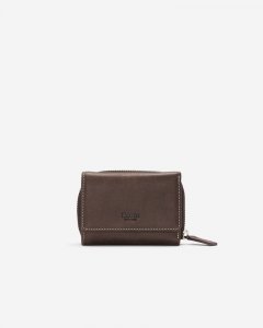 Roots Small Trifold Clutch Tribe - CHOCOLATE