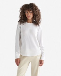 Roots Waffle Long Sleeve Top - WHITE