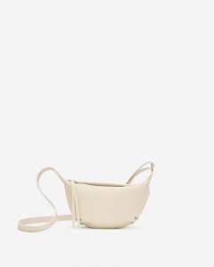 Roots Small Crescent Bag Cloud - BONE WHITE