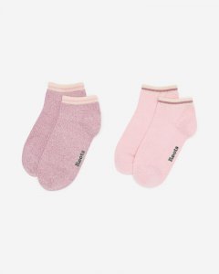 Roots Adult Cotton Cabin Ped Sock 2 Pack - PINK PEARL PEPPER