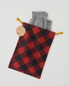 Roots Small Drawstring Gift Bag - CABIN RED
