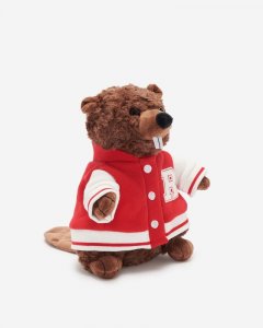 Roots Varsity Jacket Beaver Stuffie - JAM RED