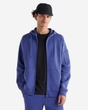 Roots Recover Interlock Full Zip Hoodie - BLUE ECLIPSE