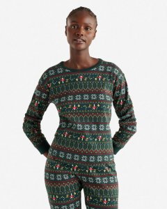 Roots Womens Holiday Pajama Top - VARSITY GREEN