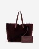 Roots Shearling Carryall Tote - BORDEAUX